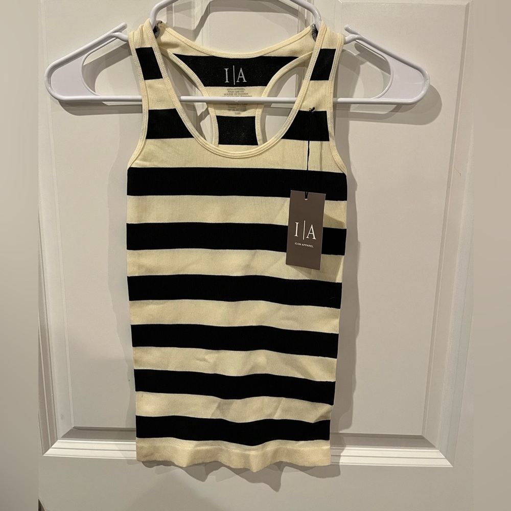 Icon Apparel NWT Black and Cream Tank Top Size S/M